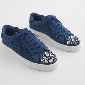 Chicos rhinestone sneakers Ibiza frayed denim Embellished shoe stone beaded Jean